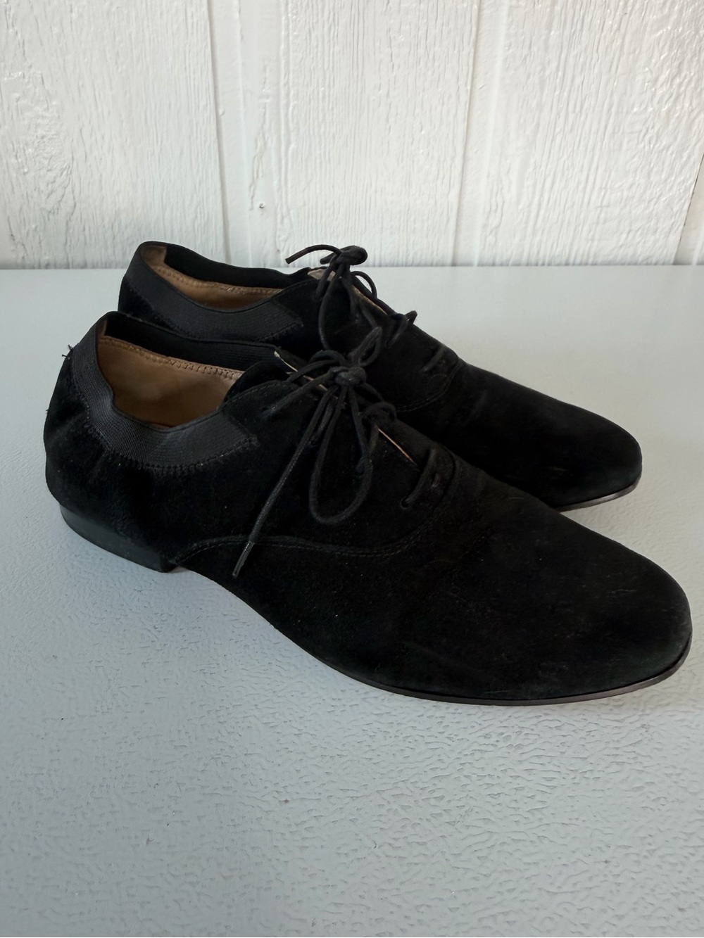 Tory Burch Black Suede Lace Up Oxford Shoes Loafers Size 8.5